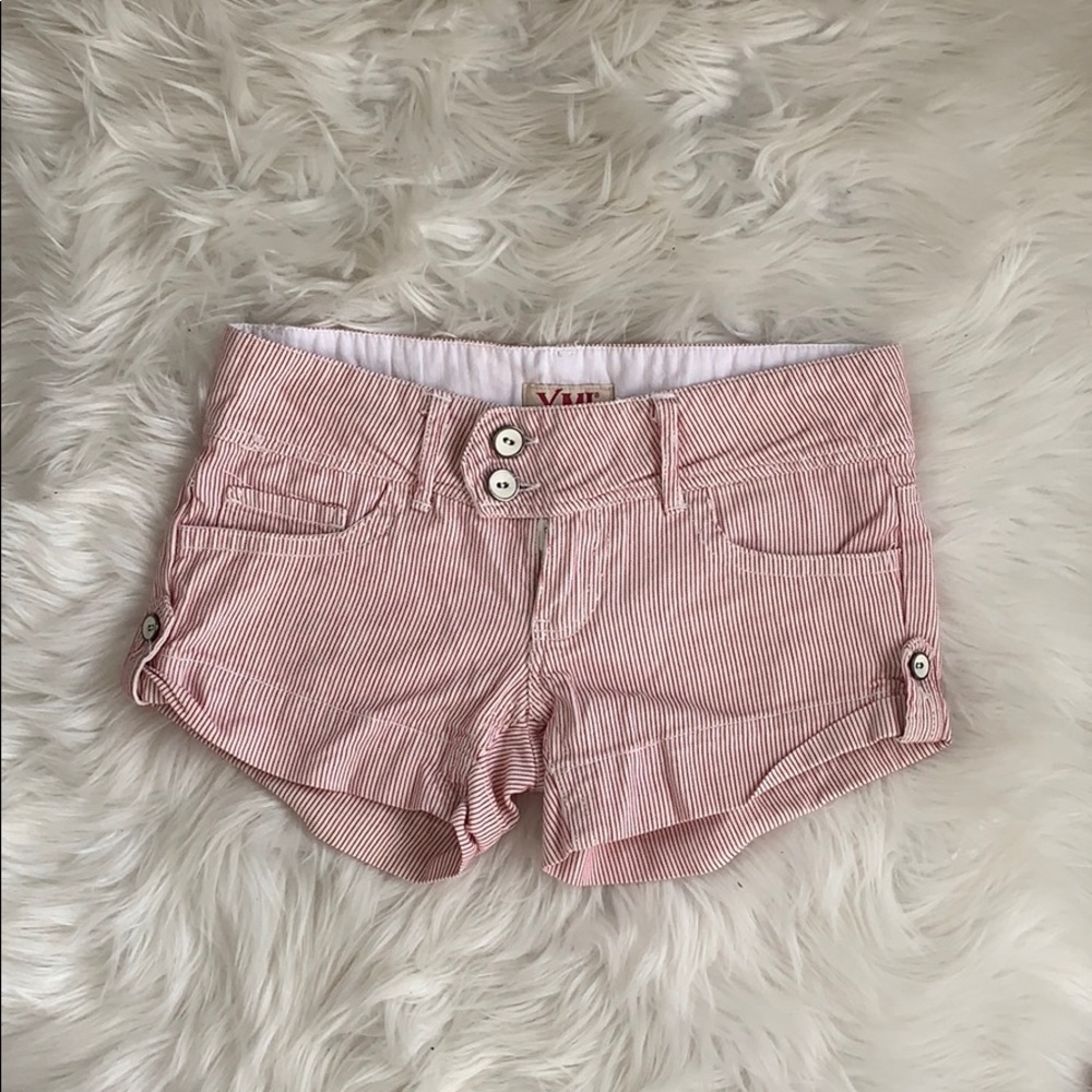 Red and white striped shorts